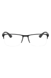 Ray Ban 56mm Rectangle Semi Rimless Optical Glasses In Matte Black
