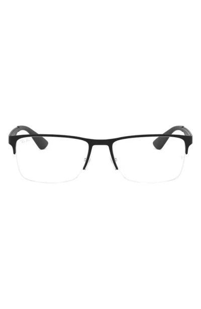 Ray Ban 56mm Rectangle Semi Rimless Optical Glasses In Matte Black