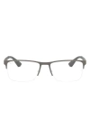 Ray Ban 56mm Rectangle Semi Rimless Optical Glasses In Matte Gunmetal