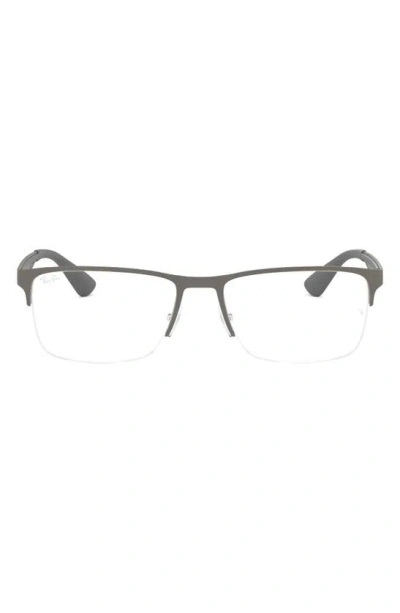 Ray Ban 56mm Rectangle Semi Rimless Optical Glasses In Matte Gunmetal