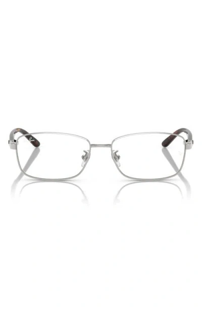 Ray Ban Ray-ban 56mm Rectangular Pillow Optical Glasses In Shiny Silver