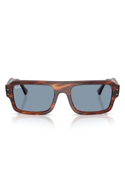 Ray Ban Ray-ban 56mm Rectangular Sunglasses In Striped Havana