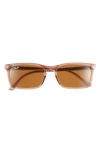 Ray Ban 56mm Rectangular Sunglasses In Transparent