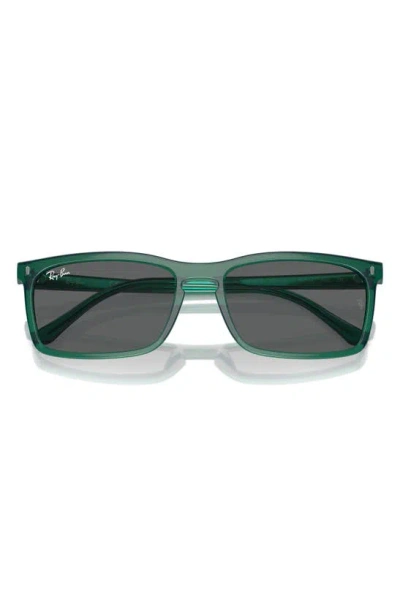Ray Ban 56mm Rectangular Sunglasses In Transparent Green