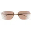 Ray Ban Ray-ban 56mm Rimless Rectangular Sunglasses In Neutral