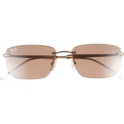 Ray Ban Ray-ban 56mm Rimless Rectangular Sunglasses In Neutral