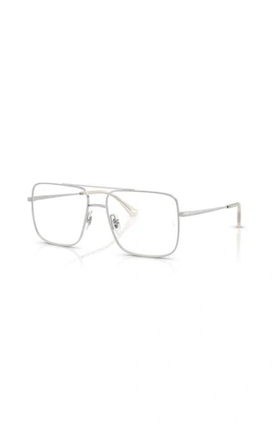 Ray Ban Ray-ban 56mm Square Optical Glasses In Silver