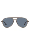 Ray Ban Ray-ban 57mm Polarized Aviator Sunglasses In Transparent Grey / Dark Blue