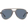Ray Ban Ray-ban 57mm Polarized Aviator Sunglasses In Transparent Grey/dark Blue
