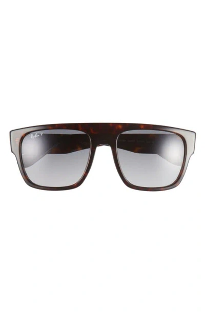 Ray Ban 57mm Polarized Square Sunglasses In Havana