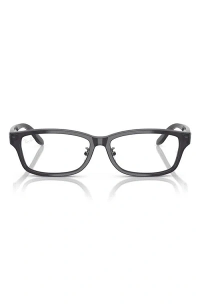 Ray Ban Ray-ban 57mm Rectangular Optical Glasses In Dark Grey