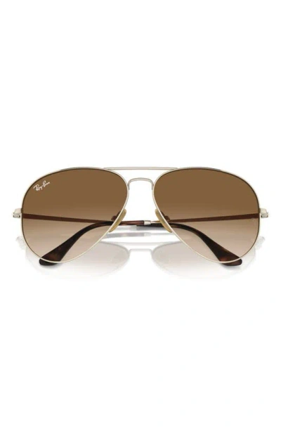 Ray Ban 58mm Gradient Pilot Sunglasses In Gold Flash