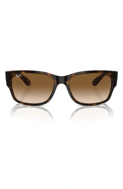 Ray Ban 58mm Gradient Polarized Rectangular Sunglasses In Havana