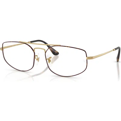 Ray Ban Ray-ban 58mm Irregular Optical Glasses In Gold