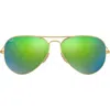 Ray Ban Ray-ban Large Icons 62mm Aviator Sunglasses In Gold/green Flash Mirror