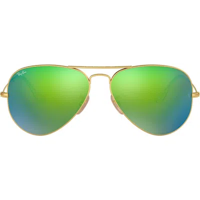 Ray Ban Ray-ban Large Icons 62mm Aviator Sunglasses In Green Mirror/gold