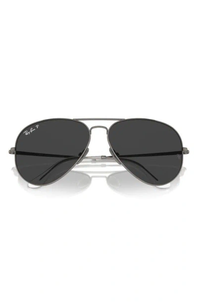 Ray Ban 58mm Polarized Aviator Sunglasses In Gunmetal