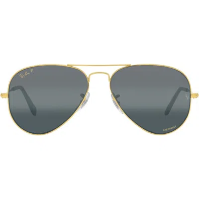 Ray Ban Ray-ban 58mm Polarized Pilot Sunglasses In Gold