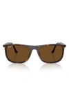 Ray Ban Ray-ban 58mm Polarized Rectangular Sunglasses In Brown