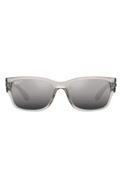 Ray Ban Ray-ban 58mm Polarized Rectangular Sunglasses In Transparent Grey