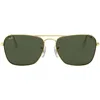 Ray Ban Ray-ban 58mm Rectangle Aviator Sunglasses In Gold/dark Green