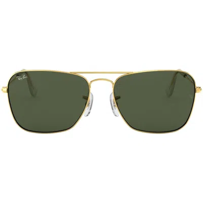 Ray Ban Ray-ban 58mm Rectangle Aviator Sunglasses In Gold/dark Green