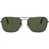 Ray Ban Ray-ban 58mm Rectangle Aviator Sunglasses In Gunmetal/crystal Green