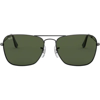 Ray Ban Ray-ban 58mm Rectangle Aviator Sunglasses In Gunmetal/crystal Green