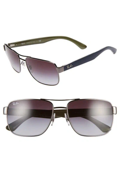 Ray Ban 58mm Steel Aviator Sunglasses In Gunmetal/ Grey Gradient