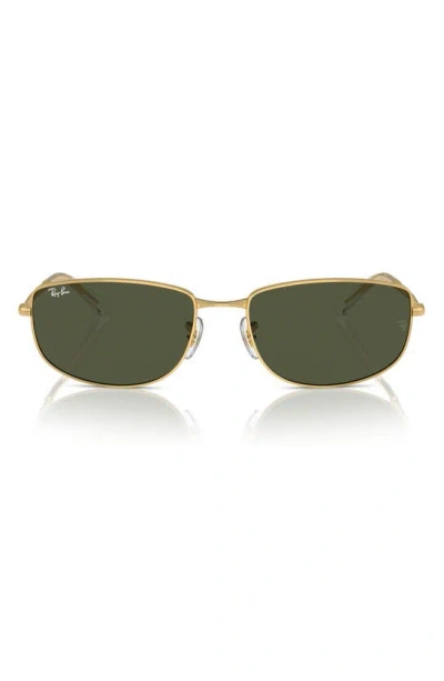 Ray Ban Ray-ban Round Sunglasses, 59mm In Gold/green Solid