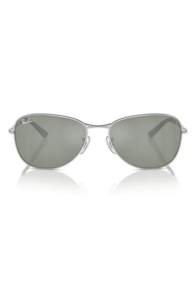 Ray Ban 59mm Oval Sunglasses In Silver