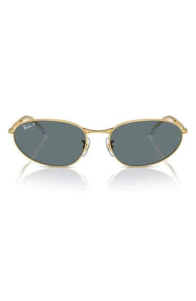 Ray Ban 59mm Polarized Oval Sunglasses In Gold Flash