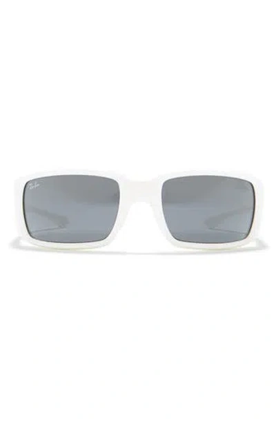 Ray Ban Ray-ban 59mm Rectangle Wrap Sunglasses In White/dark Grey