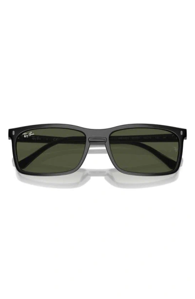 Ray Ban 59mm Rectangular Sunglasses In Black