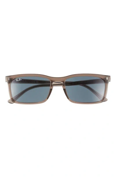 Ray Ban 59mm Rectangular Sunglasses In Blue/ Brown
