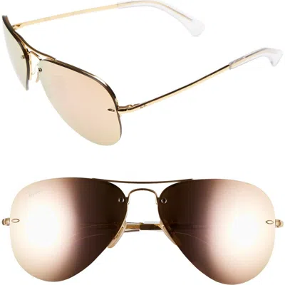 Ray Ban Ray-ban 59mm Semi Rimless Aviator Sunglasses In Brown/pink
