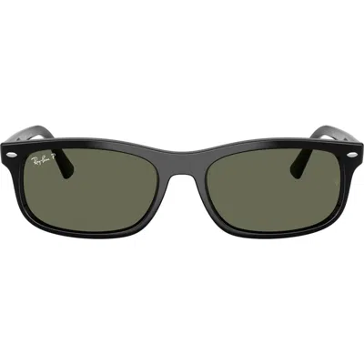 Ray Ban Ray-ban 60mm Polarized Rectangular Sunglasses In Black