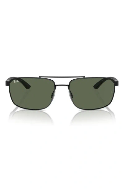 Ray Ban 60mm Rectangular Sunglasses In Black