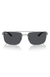 Ray Ban 60mm Rectangular Sunglasses In Dark Grey