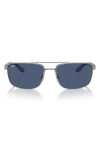 Ray Ban 60mm Rectangular Sunglasses In Gunmetal