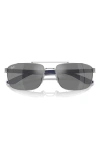 Ray Ban 60mm Rectangular Sunglasses In Silver