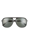 Ray Ban Ray-ban 60mm Square Polarized Sunglasses In Black/polar Green