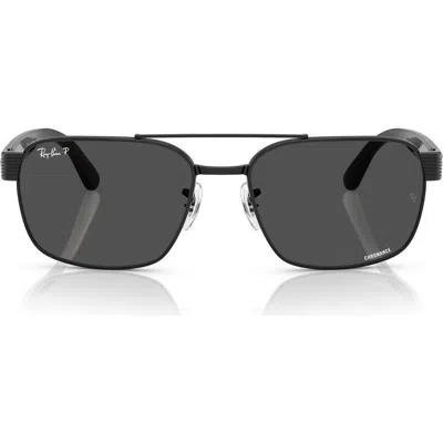 Ray Ban Ray-ban 61mm Chromance Polarized Square Sunglasses In Black