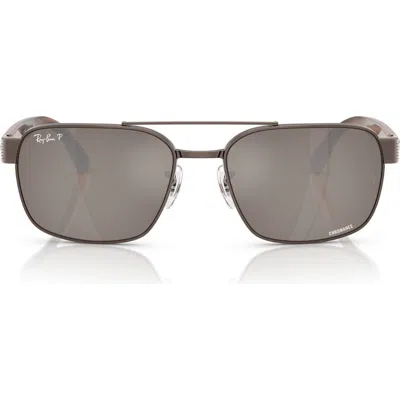 Ray Ban Ray-ban 61mm Chromance Polarized Square Sunglasses In Copper