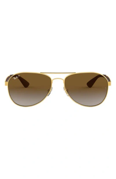 Ray Ban 61mm Gradient Polarized Aviator Sunglasses In Gold