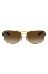 Ray Ban Ray-ban 61mm Gradient Square Sunglasses In Arista/brown Gradient