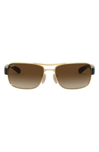 Ray Ban Ray-ban 61mm Gradient Square Sunglasses In Arista/brown Gradient