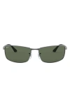 Ray Ban 61mm Rectangle Wrap Sunglasses In Green