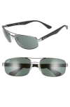Ray Ban 61mm Square Sunglasses In Grey