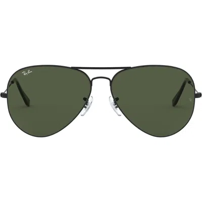 Ray Ban Ray-ban 62mm Aviator Sunglasses In Black/green Solid